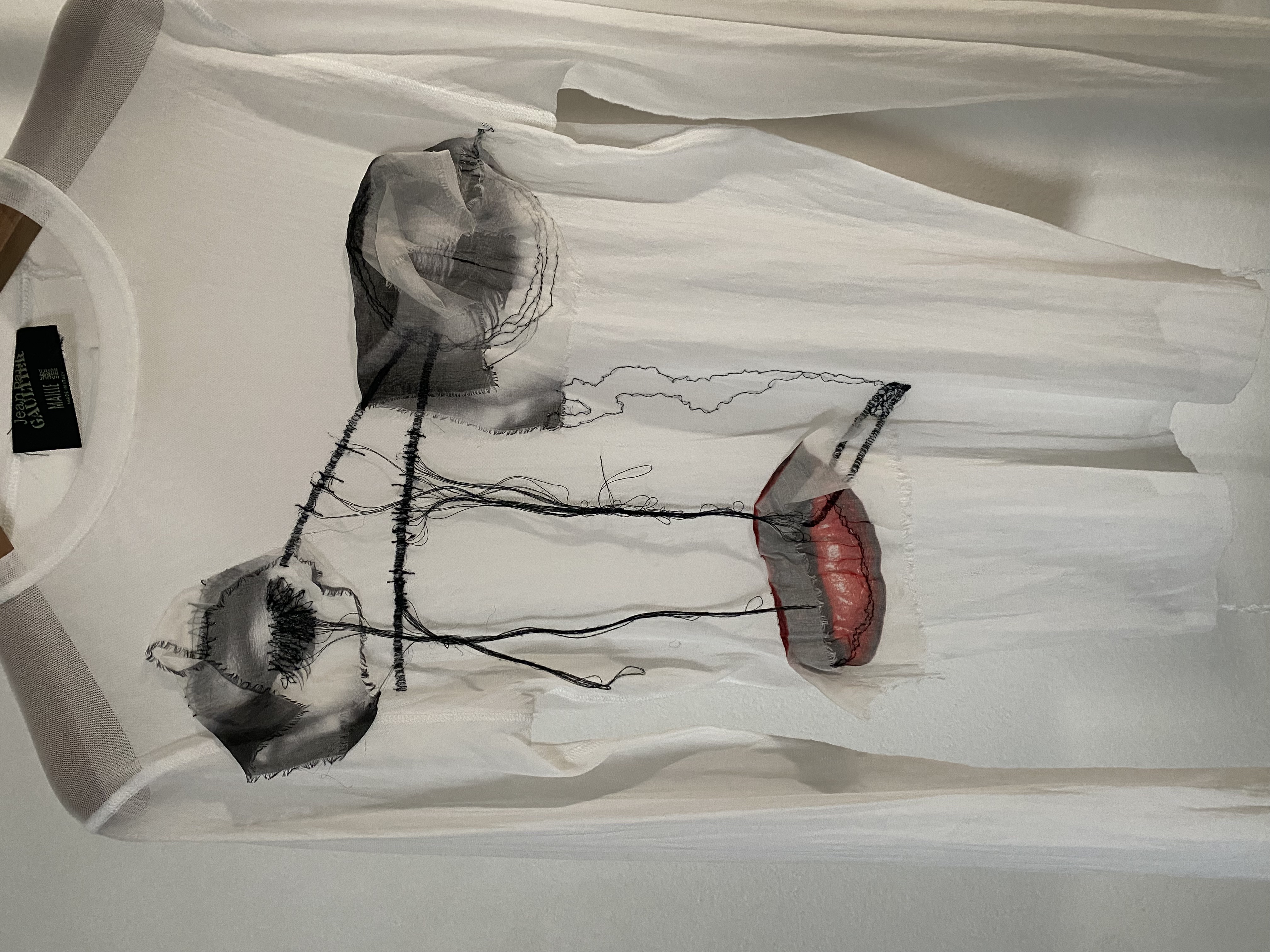 SS2002 embroidered eye and lips 'Yeux' mesh top, view 2