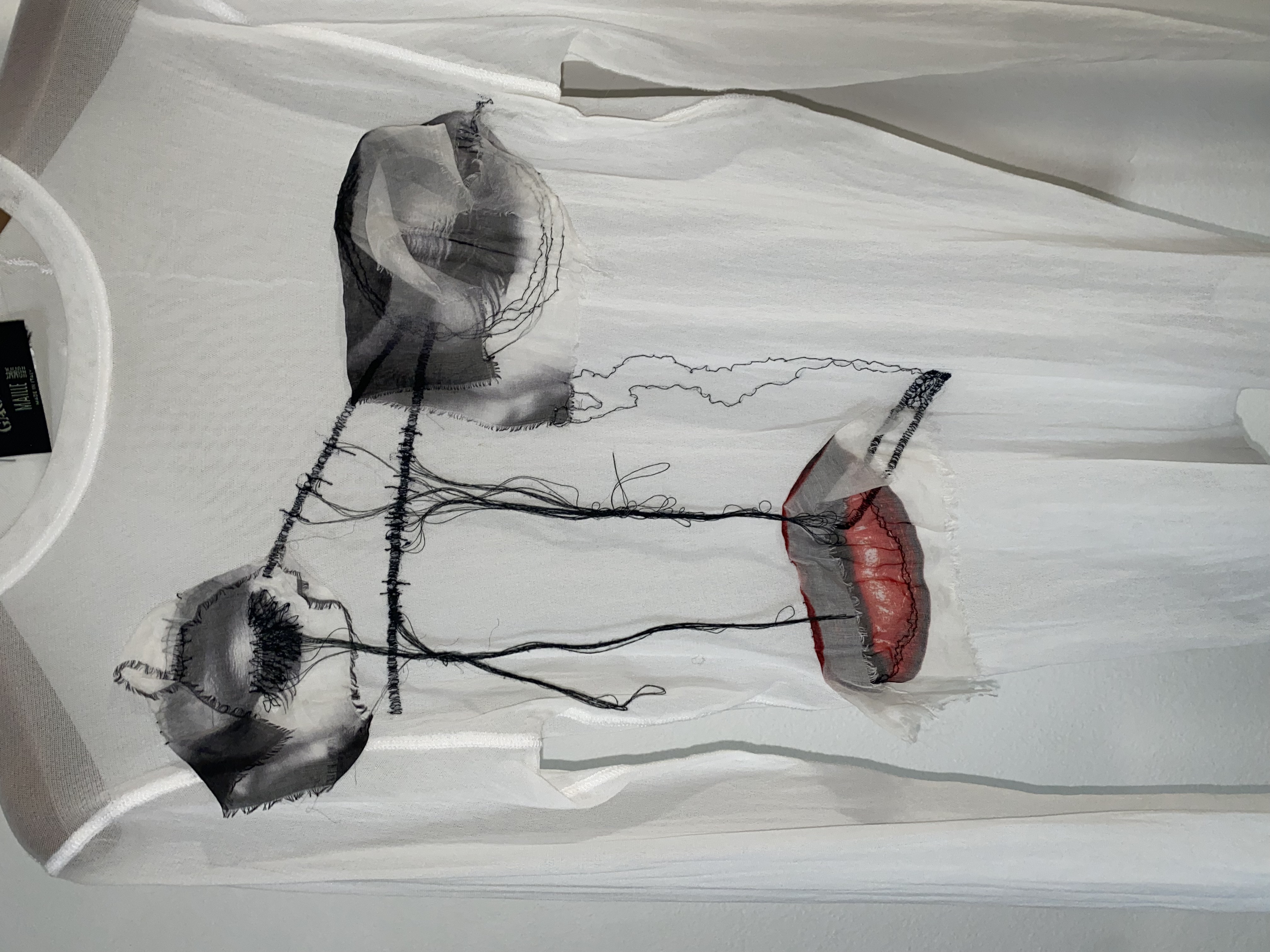 SS2002 embroidered eye and lips 'Yeux' mesh top, view 4